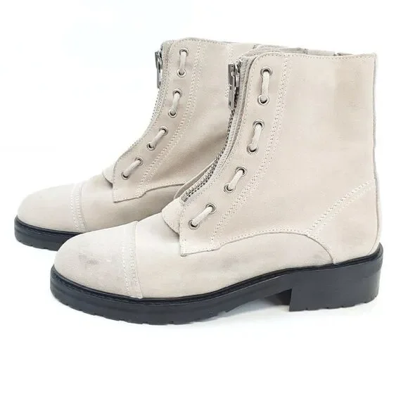 All Saints Ariel Boots Zip Up Suede Leather Combat Boots NWOB